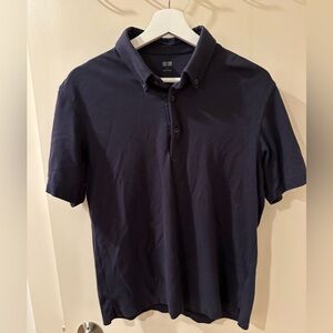 Uniqlo Airism Cotton Pique Polo Shirt - Navy